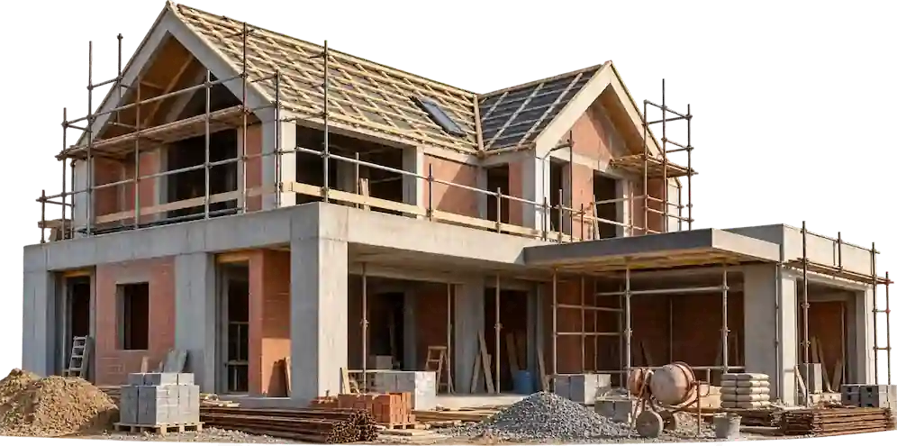 Best construction company in chandigarh and mohali shows the modern house under construction